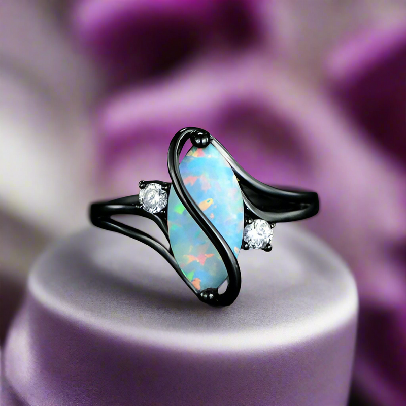 Lavish Luxurious Black Opal Ring