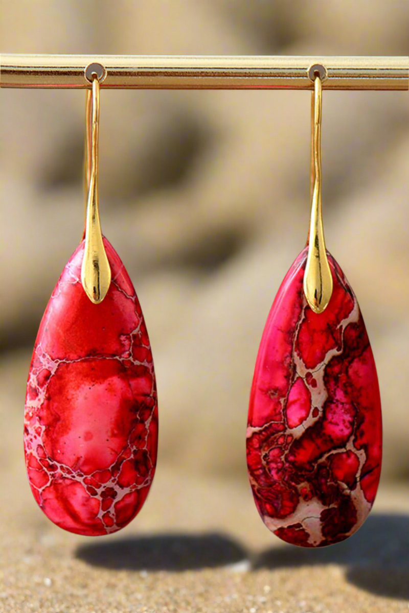 Teardrop Natural Stone Earrings 