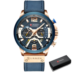 Men’s Watch Luxury Leather Chronograph Business Military Wristwatch