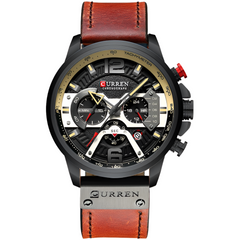 Men’s Watch Luxury Leather Chronograph Business Military Wristwatch