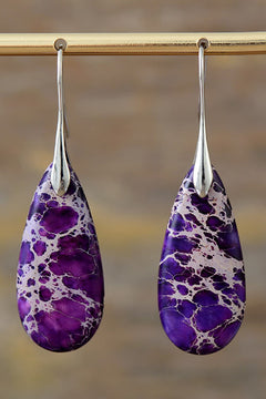 Elegant Teardrop Natural Stone Earrings - Handmade