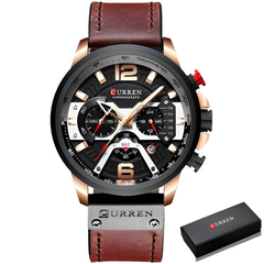 Men’s Watch Luxury Leather Chronograph Business Military Wristwatch