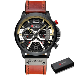 Lavish Men’s Watch Luxury Leather Chronograph Business Military Wristwatch