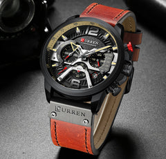 Men’s Watch Luxury Leather Chronograph Business Military Wristwatch