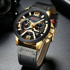 Men’s Watch Luxury Leather Chronograph Business Military Wristwatch