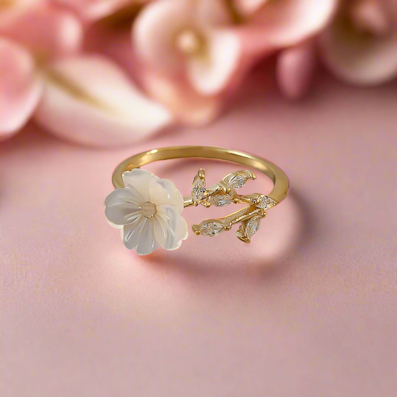 White Shell Flower Opening Rings